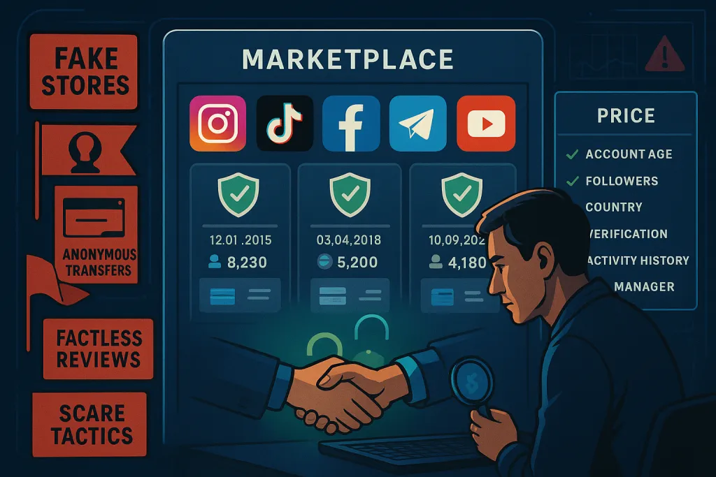 Как выбрать надёжный сервис для покупки аккаунтов TikTok, Instagram, Facebook, Telegram и YouTube
