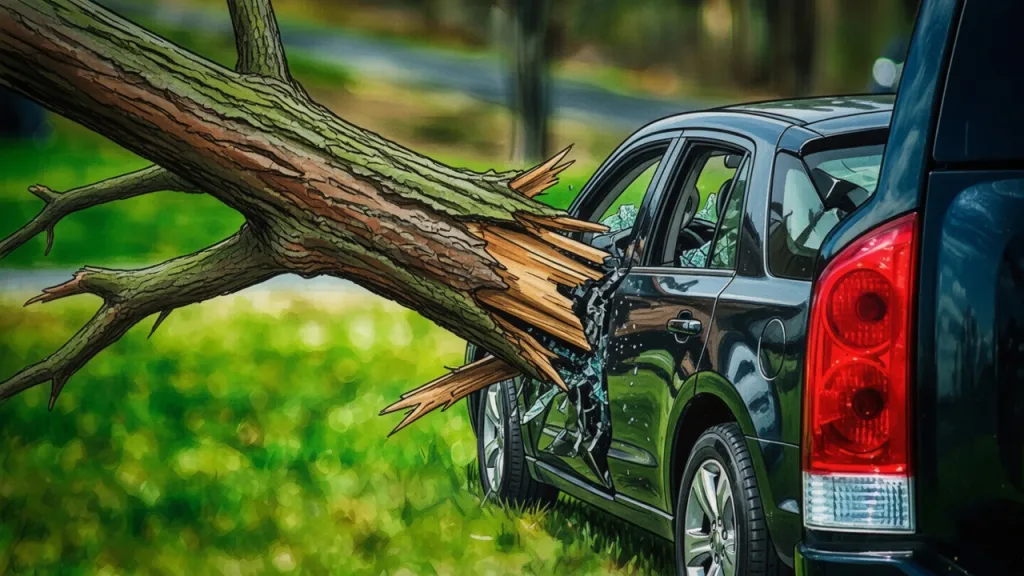 Дерево рухнуло на Skoda. Суд выставил счёт городу